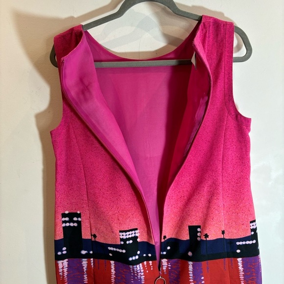 AKRIS PUNTO Sz 14 Sunset City Crew Neck Lined Pockets Over the Knee Zipper Dress - Picture 8 of 8